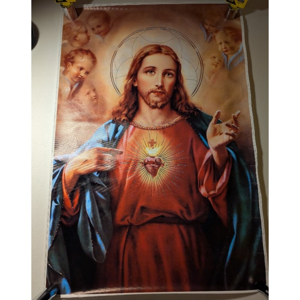 Jesus Sacred Heart Canvas 24"x16" Religious Christian Art Wall Decor - Picture 1 of 1